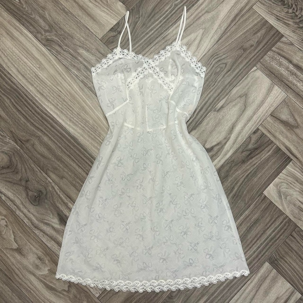 Vintage Saks Fifth Avenue Sheer Bow Bridal Slip